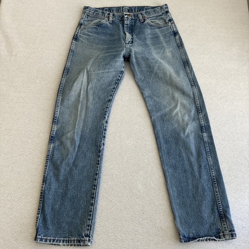 Wrangler Men's Cowboy Cut Blue Jeans Size 33x32 13MWZ Light Wash Western Rodeo - Picture 2 of 14